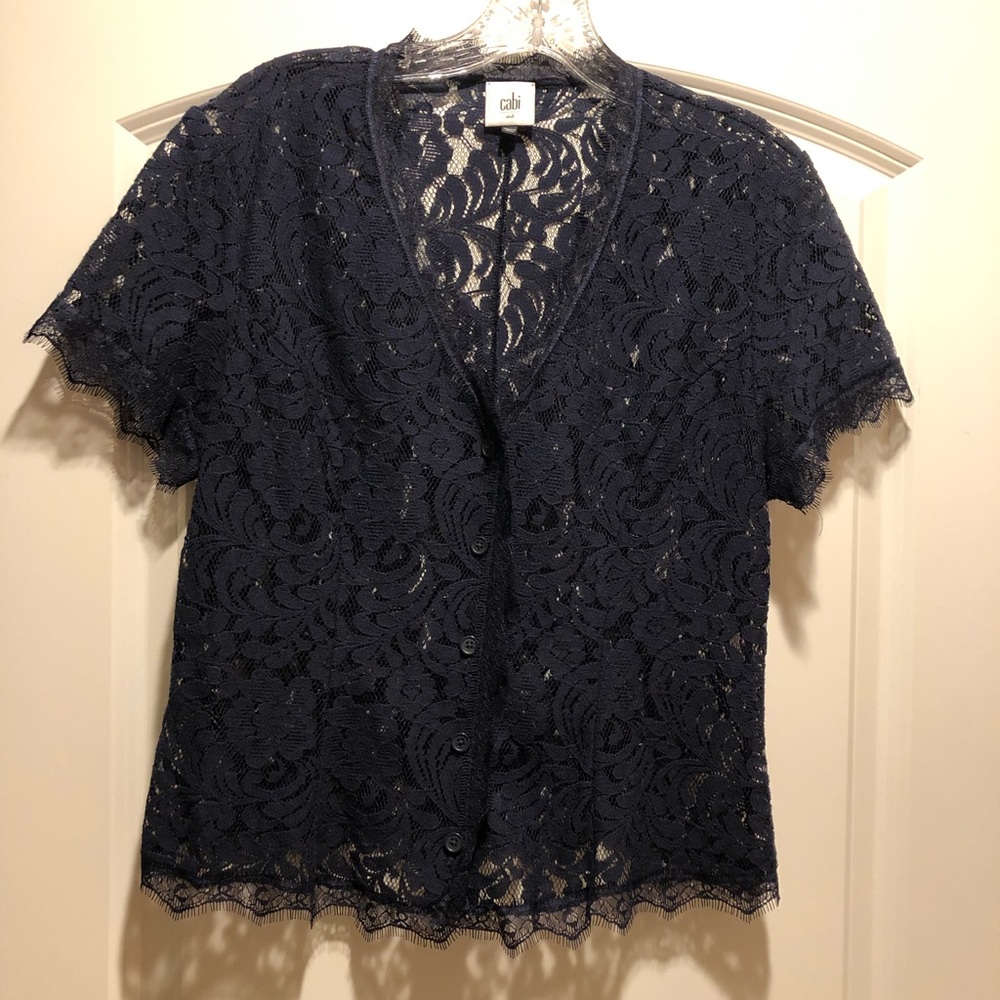 Navy lace top, barely worn